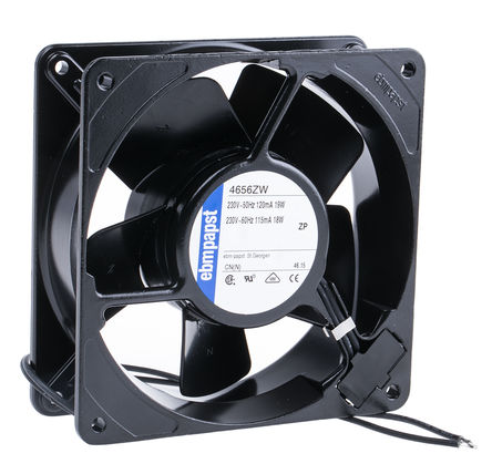 ebm-papst - 4656ZW - ebm-papst 4656 ϵ 19W 230 V   4656ZW, 160m3/h, 2650rpm, 119 x 119 x 38mm		