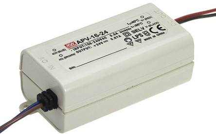 Mean Well - APV-16-24 - Mean Well LED  APV-16-24, 127  370 V ֱ90  264 V , 24V, 670mA, 16.08W		