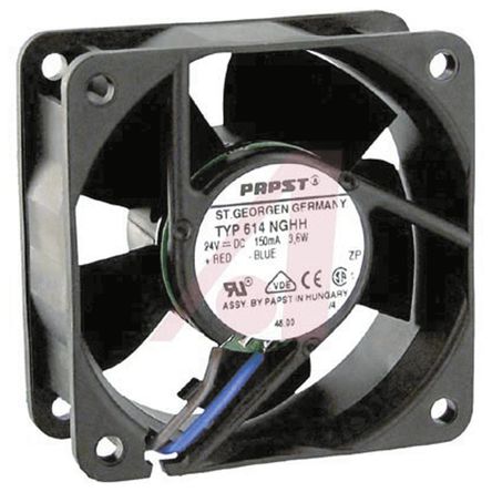 ebm-papst - 614NHHR - ebm-papst 600N ϵ 2.9W 24 V ֱ  614NHHR, 56m3/h, 6850rpm, 60 x 60 x 25.4mm		