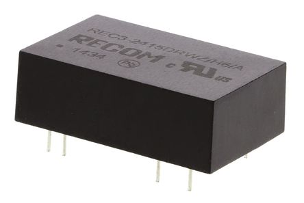 Recom - REC3-2415DRWZH6/A - Recom REC3 ϵ 3W ʽֱ-ֱת REC3-2415DRWZH6/A, 9  36 V ֱ, 15V dc, 100mA, 6kV dcѹ, DIPװ		