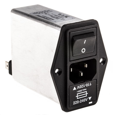 Schaffner - FN393-2.5-05-11 - Schaffner 尲װ C14 IEC ˲ ͷ FN393-2.5-05-11, 5 x 20mm۶, Faston˽, 2.5A, 250 V 		