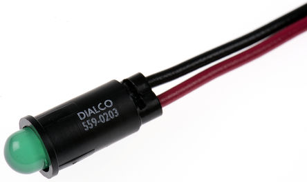 Dialight - 559-0203-007F - Dialight 559-0203-007F ͹ ɫ LED ָʾ, ߽Ӷ, 0.25inװ׳ߴ, 12 V ֱ		