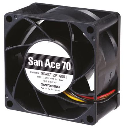 Sanyo Denki - 9GA0712P1H001 - Sanyo Denki GA ϵ 13.2W 12 V ֱ  9GA0712P1H001, 115m3/h, 12000rpm, 70 x 70 x 38mm		