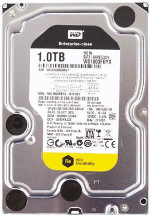 Western Digital - WD1004FBYZ - Western Digital Re Datacentre 3.5in 1 TB 7200 RPM SATA Ӳ WD1004FBYZ, 128mb		