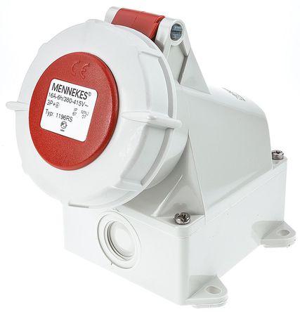 Mennekes - 1196 - Mennekes ��ɫ 4P ��ҵ��Դ ֱ�� �ڹ�ʽ ���� 1196, 16A�����, 400 V, IP67		