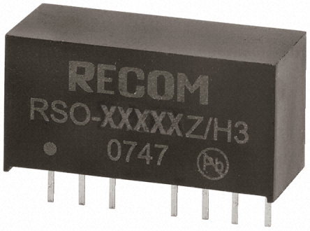 Recom - RSO-4809SZ/H3 - Recom RSO ϵ 1W ʽֱ-ֱת RSO-4809SZ/H3, 18  72 V ֱ, 9V dc, 111mA, 3kV dcѹ, SIPװ		