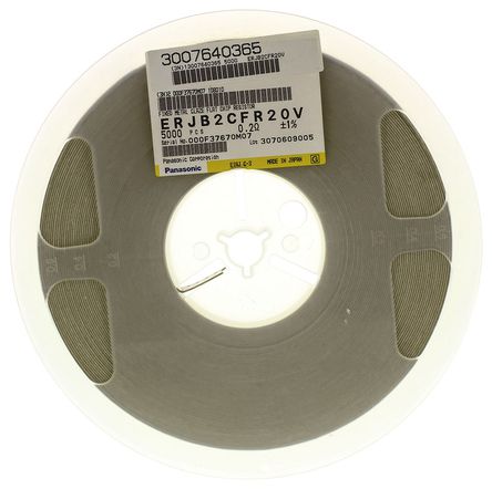 Panasonic - ERJB2CFR20V - Panasonic ERJB2 ϵ 1W 200m Ĥ  ERJB2CFR20V, 1%, 0  +150ppm/C, 0612 װ		