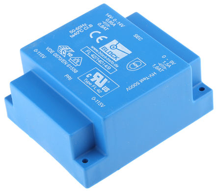 Block - FL 42/14014/9 - Block 2 ͨ PCB ѹ FL 42/14014/9, 115V ac, 230V acѹ, 9V ac, 14V acμѹ, 45VA, 50  60 HzΧ		