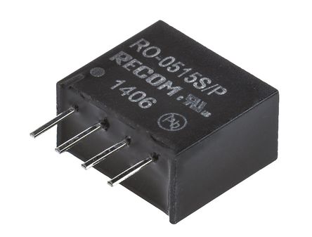 Recom - RO-0515S/P - Recom RO ϵ 1W ʽֱ-ֱת RO-0515S/P, 4.5  5.5 V ֱ, 15V dc, 66mA, 1kV dcѹ, SIPװ		