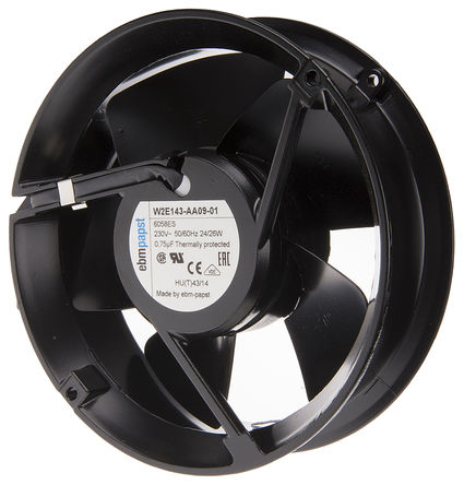 ebm-papst - W2E143-AA09-01 - ebm-papst W2E142 ϵ 26W 230 V   W2E143-AA09-01, 440m3/h, 3300rpm, 171.5 x 51mm		
