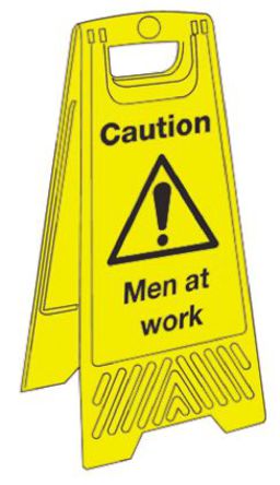 RS Pro - JANC169 - RS Pro JANC169 ɫ/ɫ Ӣ ʽ PVC Σվ־ “Caution Men At Work“, 300 x 630mm		