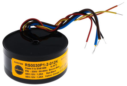 Nuvotem Talema - 0030P1-2-012K - Nuvotem Talema 30VA 2 αѹ 0030P1-2-012K, 2 x 12V acμѹ, 81.3 (Dia.) x 39.1mm		