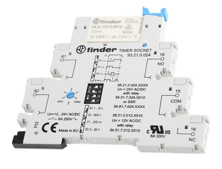 Finder - 38.21.0.012.0060 - Finder ๦ ʱ̵ 38.21.0.012.0060, 0.1 s  6 h, SPDT, 12 V /ֱ		