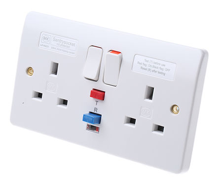 MK - K6231 WHI - MK Logic Plus ϵ IP2XD BS ׼ 13A ɫ ؼȩ RCD  K6231 WHI, ̰忪, 2 30mA,  146mm  86mm, 240V ac		