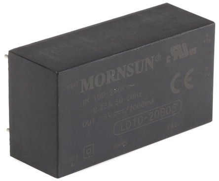 RS Pro - LD10-20B05 - RS Pro 10W  ǶʽģʽԴ SMPS LD10-20B05, 120  370 V dc, 85  264 V ac, 5V, 2A, 74%Ч, ܷװ		
