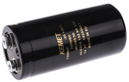 KEMET - ALS30A152KF350 - KEMET ALS30 ϵ 350 V ֱ 1500F ̰װ  ALS30A152KF350, 20%ݲ, 77m(ֵ), +85C,  - ݶ߶ӣװ		
