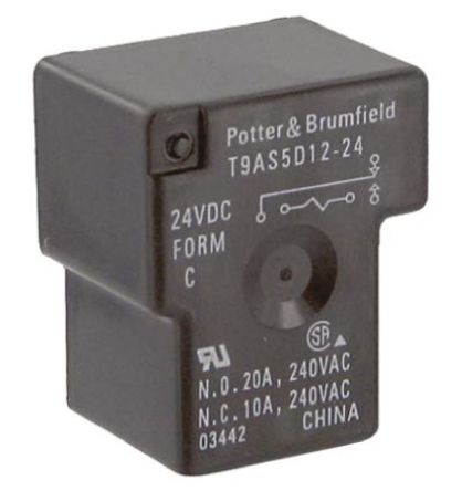 TE Connectivity - T9AS5D12-24 3-1393210-7 - TE Connectivity RSL1PRFU ����˫�� PCB ��װ �Ǳ����̵���, 24V		