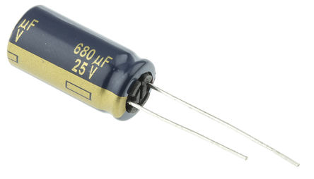 Panasonic - EEUFC1E681 - Panasonic FC  ϵ 25 V ֱ 680F ͨ  EEUFC1E681, 20%ݲ, 52m(ֵ), +105C		