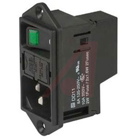 Schurter - DD11.0114.1111 - Schurter ݶװ C14 ͷ IEC  DD11.0114.1111, ۶ߴ5 x 20mm, Ӷ˽, 10 (IEC) A, 8 (UL & CSA) A, 250 V 		