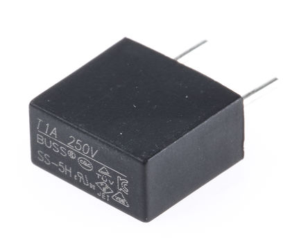 Cooper Bussmann - SS-5H-1A-BK - Cooper Bussmann 1A  Ը߶˽۶ SS-5H-1A-BK, T۶ٶ, 300V ac, 8.5mm, 4.3mm, 8.35mm		