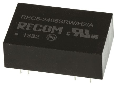 Recom - REC5-2405SRW/H2/A - Recom REC5 ϵ 5W ʽֱ-ֱת REC5-2405SRW/H2/A, 18  36 V ֱ, 5V dc, 1A, 1kV acѹ, DIPװ		