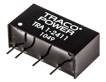 TRACOPOWER - TRA 1-2411 - TRACOPOWER TRA 1 ϵ 1W ʽֱ-ֱת TRA 1-2411, 21.6  26.4 V ֱ, 5V dc, 200mA, 1kV dcѹ, 84%Ч, SIPװ		