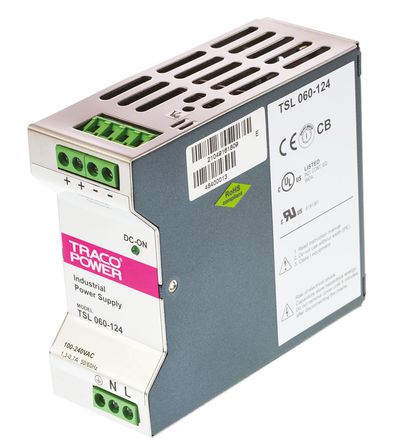 TRACOPOWER - TSL 060-124 - TRACOPOWER 60W ģʽ DIN 尲װԴ TSL 060-124, 85%Ч, 264V ac, 2.5A, 28V dc		