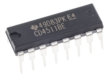 Texas Instruments - CD4511BEE4 - Texas Instruments CD4511BEE4 Ƿ , 3  18 VԴ, 16 PDIPװ		