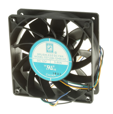 RS Pro - OD1238-12HB-VXC10A - RS Pro OD1238 ϵ 43.2W 12 V ֱ  OD1238-12HB-VXC10A, 384m3/h, 5000rpm, 120 x 120 x 38mm		