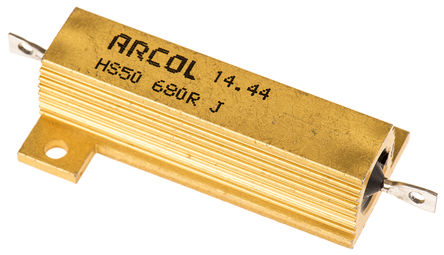 Arcol - HS50 680R J - Arcol HS50 ϵ HS50 680R J 50W 680 5%  尲װ̶ֵ, Ӷ, Ƿװ		
