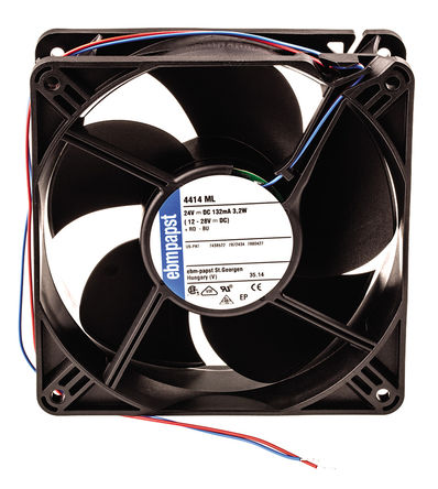 ebm-papst - 4414ML - ebm-papst 4400 ϵ 3.2W 24 V ֱ  4414ML, 168m3/h, 3000rpm, 119 x 119 x 38mm		