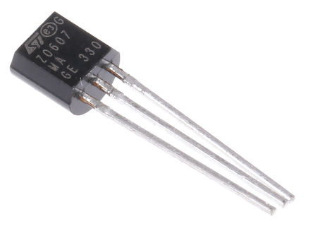 STMicroelectronics - Z00607MA 1BA2 - STMicroelectronics Z00607MA 1BA2 ˫ɿع迪Ԫ, 0.8A, 600Vֵ, 7mA 1.3V, 3 TO-92װ		