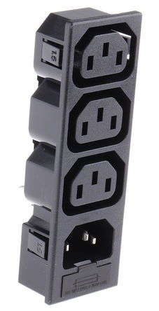 Bulgin - PX0718/3/15/ST - Bulgin Ƕʽ C13, C14 (x3) IEC ͷ PX0718/3/15/ST, Ӷ˽, 10A, 250 V 		