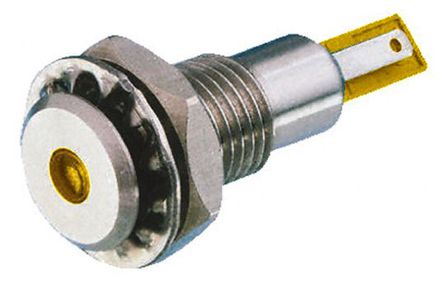 Bulgin - DX0505/YL/24 - Bulgin DX0505/YL/24 5 mm  ɫ LED ָʾ, ƬӶ, 12.2mmװ׳ߴ, 24 V ֱ		