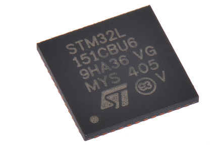 STMicroelectronics - STM32L151CBU6 - STMicroelectronics STM32L ϵ 32 bit ARM Cortex M3 MCU STM32L151CBU6, 32MHz, 128 kB ROM , 16 kB RAM, 1xUSB, UFQFPN-48		