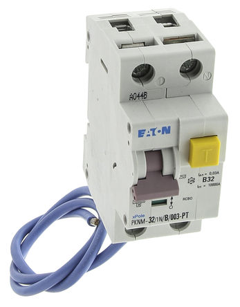 Eaton - PKNM-32/1N/B/003-PT - Eaton  ϵ 1+N B סլ RCBO, PKNM-32/1N/B/003-PT, 32A, 10 kA·		