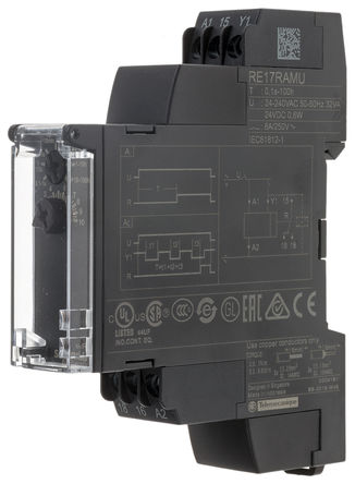 Schneider Electric - RE17RAMU - Schneider Electric RE17 ϵ ๦ ʱ̵ RE17RAMU, 0.1 s  100 h, ˫, 2, SPDT, 24 V ֱ24  240 V 		
