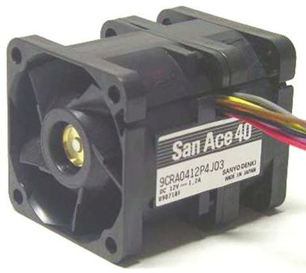 Sanyo Denki - 9CRA0412P4K03 - Sanyo Denki CR ϵ 19.2W 12 V  9CRA0412P4K03, 55m3/h, 11700 rpm, 17500 rpm, 40 x 40 x 48mm		