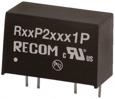Recom - R05P212D/P - Recom 2W ʽֱ-ֱת R05P212D/P, 12V dc, 85mA, 6.4kV dcѹ, 70  75%Ч, SIPװ		