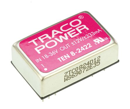 TRACOPOWER - TEN 8-2422 - TRACOPOWER TEN 8 ϵ 8W ʽֱ-ֱת TEN 8-2422, 18  36 V ֱ, 12V dc, 335mA, 1.5kV dcѹ, 86%Ч		