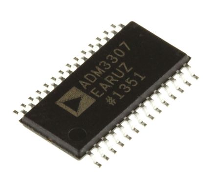 Analog Devices - ADM3307EARUZ - Analog Devices ADM3307EARUZ 1MBps ·շ, RS-232ӿ, 5-TX 3-RX, 3.3 VԴ, 28 TSSOPװ		