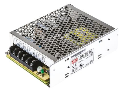 RS Pro - RS-75-15 - RS Pro 75W  ǶʽģʽԴ SMPS RS-75-15, 125  373 V dc, 88  264 V ac, 15V dc, 5A, 86%Ч, շװ		