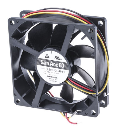 Sanyo Denki - 9S0812L4011 - Sanyo Denki S ϵ 0.6W 12 V ֱ  9S0812L4011, 39.6m3/h, 2000rpm, 80 x 80 x 25mm		