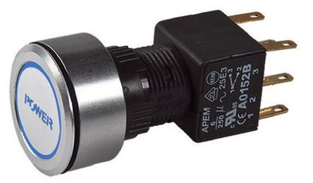Apem - A1PCA1X249J403 - Apem A1PCA1X249J403  DP ɫLED 尲װ ť, 6 A @ 250 V 		