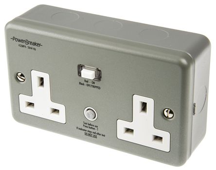 Power Breaker - H22MP-C - Power Breaker PowerBreaker H ϵ IP66 BS ׼ 13A ɫ װ RCD  H22MP-C, 2 30mA,  147mm  86mm, 250V		