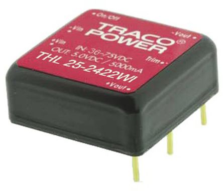 TRACOPOWER - THL 25-2411WI - TRACOPOWER THL 25WI ϵ 25W ʽֱ-ֱת THL 25-2411WI, 9  36 V ֱ, 5V dc, 5A, 1.5kV dcѹ, 89%Ч		