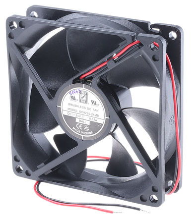 RS Pro - OD9225-24MB - RS Pro OD9225 ϵ 2.9W 24 V ֱ  OD9225-24MB, 74.8m3/h, 2400rpm, 92.5 x 92.5 x 25mm		