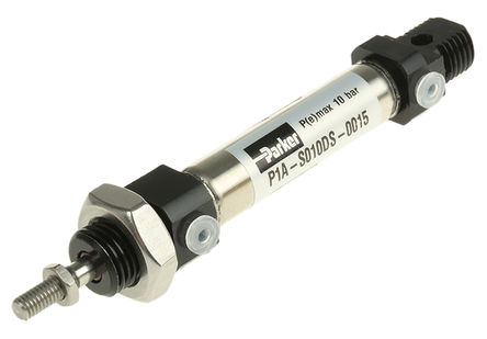 Parker - P1A-S010DS-0015 - Parker P1A ϵ ˫ ϸԲͲ P1A-S010DS-0015, 15mmг, 10 barѹ, 10mm׾, M5˿, -20  +80C		