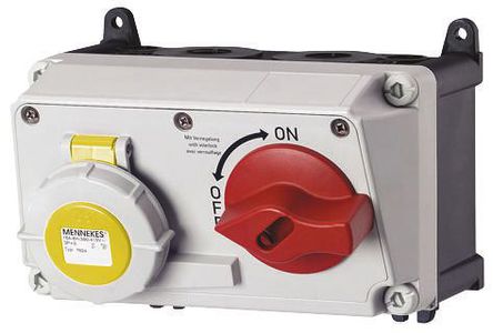 Mennekes - 7620 - Mennekes ɫ IP67 ֱ л 2P+E  7620RS , ӵλ 4h,  16A, 110 V		