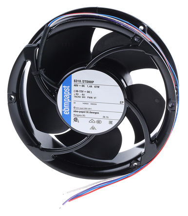 ebm-papst - 6318/2TDHHP - ebm-papst 6300 ϵ 67W 48 V ֱ  6318/2TDHHP, 710m3/h, 7000rpm, 172 (Dia.) x 51mm		